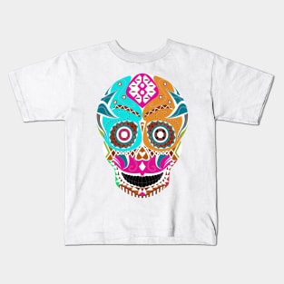 kawaii mexican skull in ecopop catrina of the death smile art Kids T-Shirt